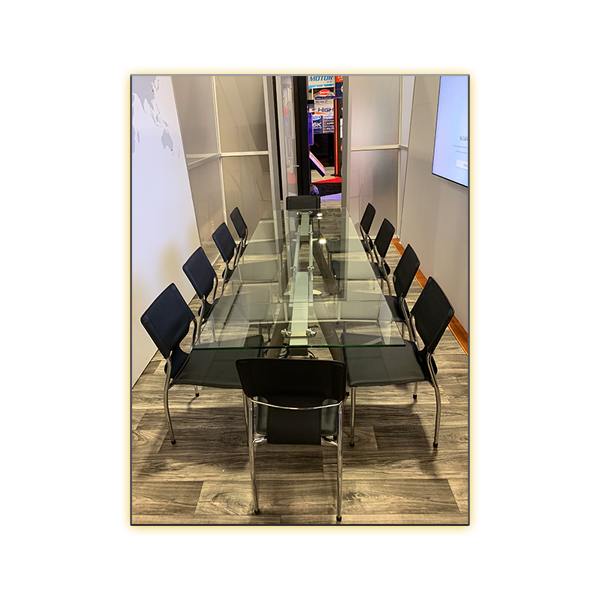 Delano Conference Table with Black Terry Chairs