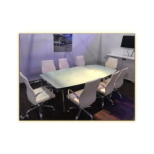 Fenella Office Chairs White and Glass Conference Table