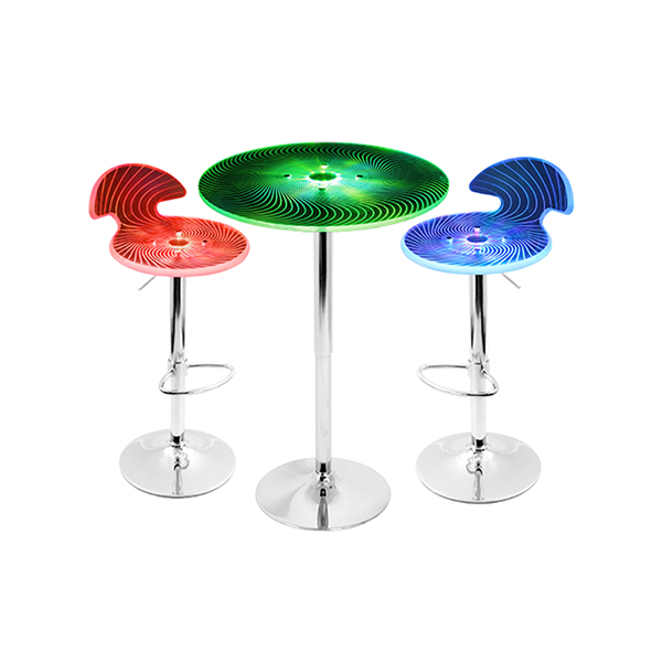 Radiance LED Spiral Collection - Adjustable Bar Stool and Bar Table